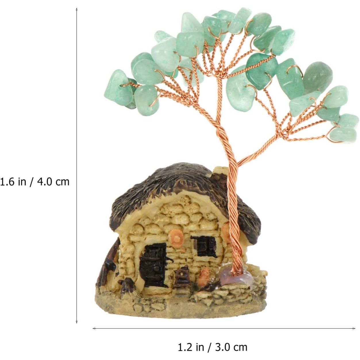 Green Aventurine Feng Shui Crystal Green Crystal Money Tree with Miniature House