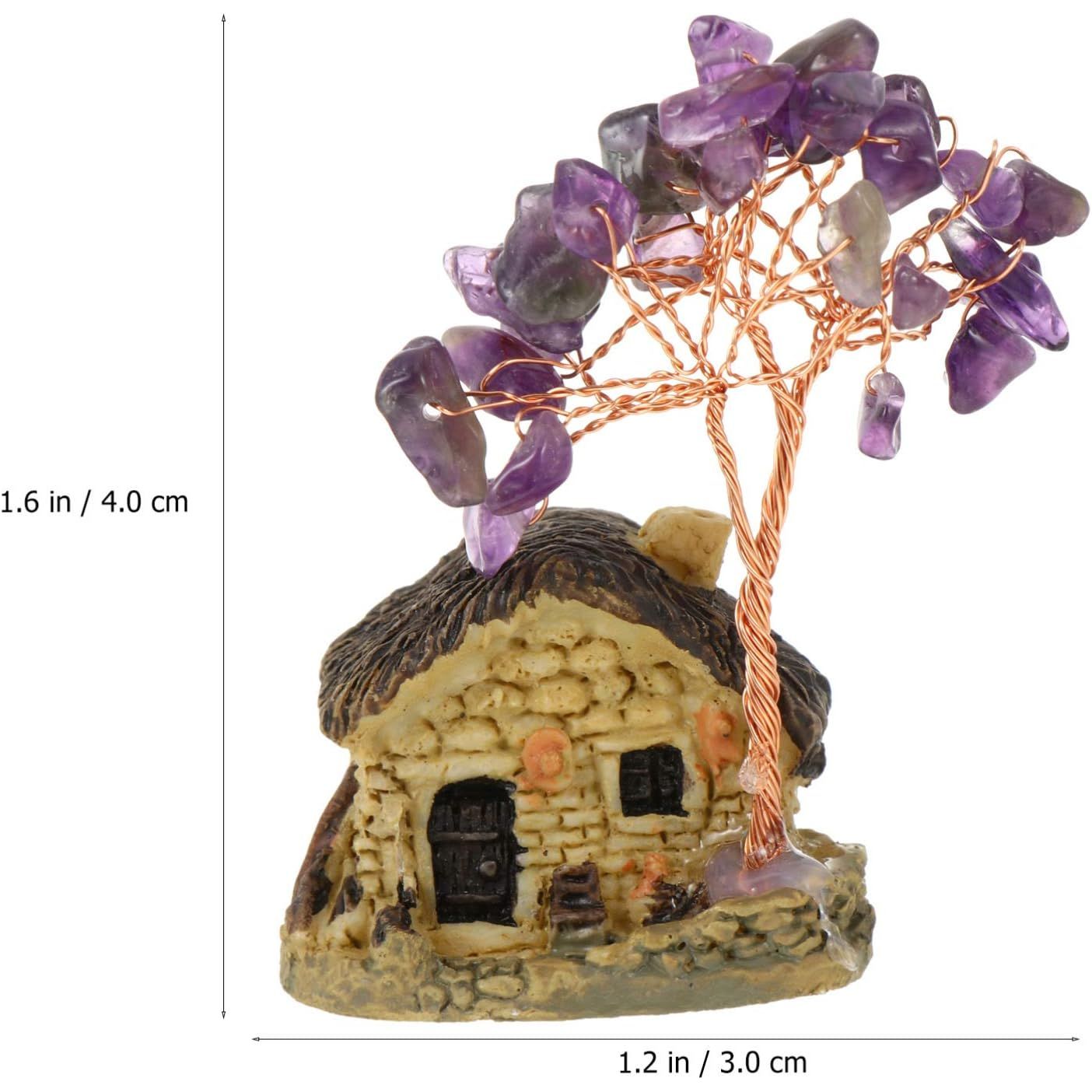 Amethyst Crystal Tree Feng Shui Crystal Positve Energy Tree with Miniature House
