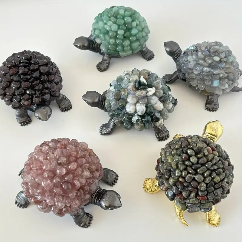 4.53 inch Large Somimi Metal Crystal Garnet Turtle Figurine
