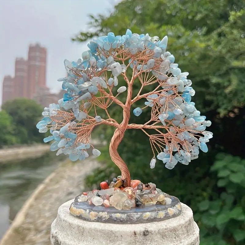 4.8 Inches Aquamarine Crystal Tree on Agate base