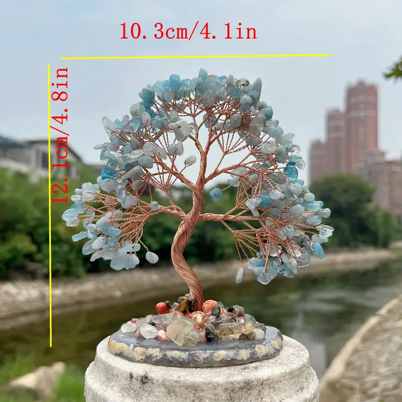 4.8 Inches Aquamarine Crystal Tree on Agate base