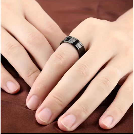 Luxurious 8mm Matte Black Titanium Steel Ring
