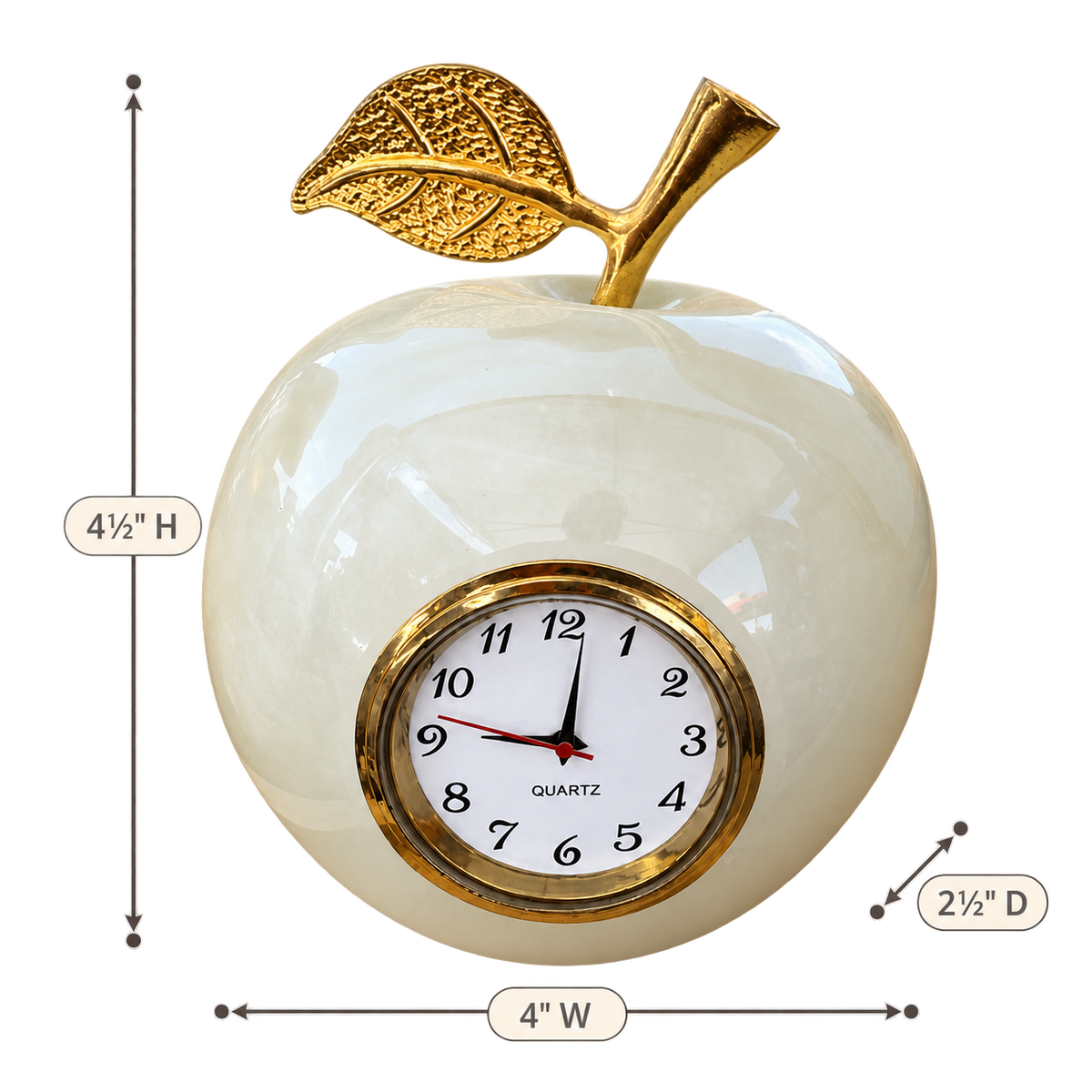 White Onyx Apple Clock