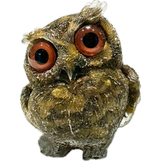 2 1/2 inch  Natural Crystal Macadam Epoxy Tiger's Eye Owl