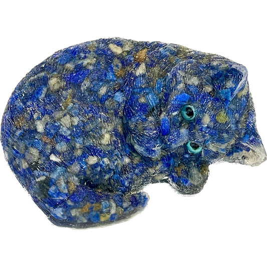 3 inch  Natural Crystal Macadam Epoxy Lapis Lazuli Cat