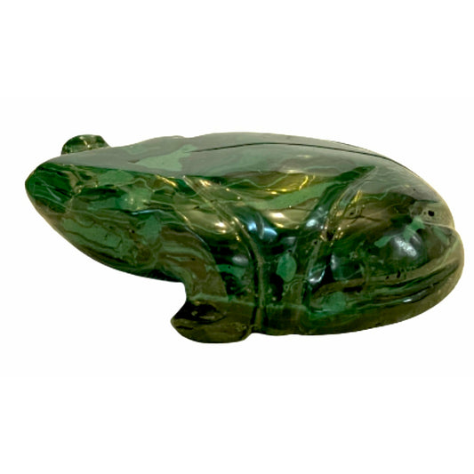 3.25 Inches Hand Carved Malachite Artisan Frog Carving