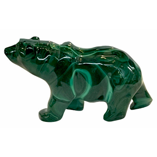 3.5 Inches Hand Carved Malachite Artisan Bear Carving
