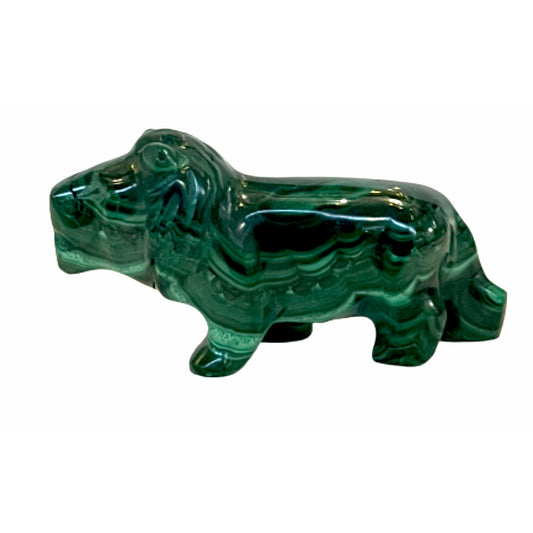 3.5 Inches Hand Carved Malachite Artisan Lion Carving
