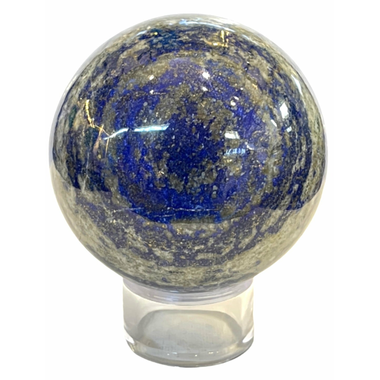 3 Inch Lapis Lazuli Sphere Crystal Ball from Afghanistan in Acrylic Base