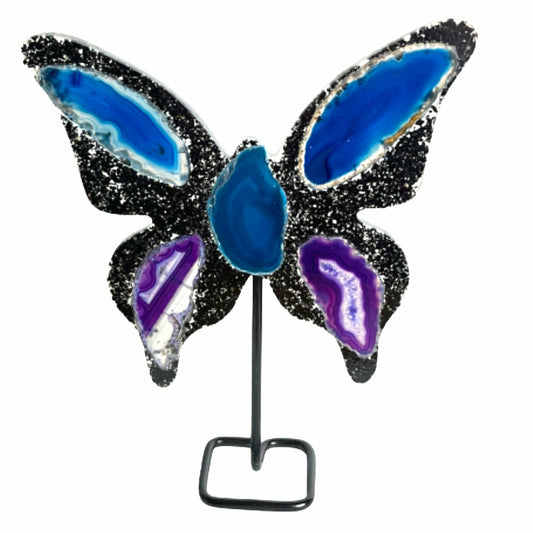 9" Tall Multi-Color Brazilian Agate "Butterfly Wings"