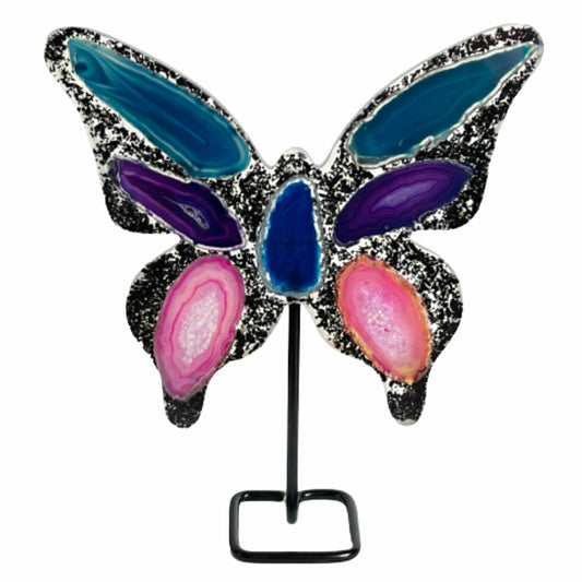 9" Tall Multi-Color Brazilian Agate "Butterfly Wings"
