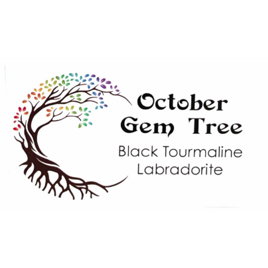 October Gem Birthstone Tree (Black Tourmaline / Labradorite)