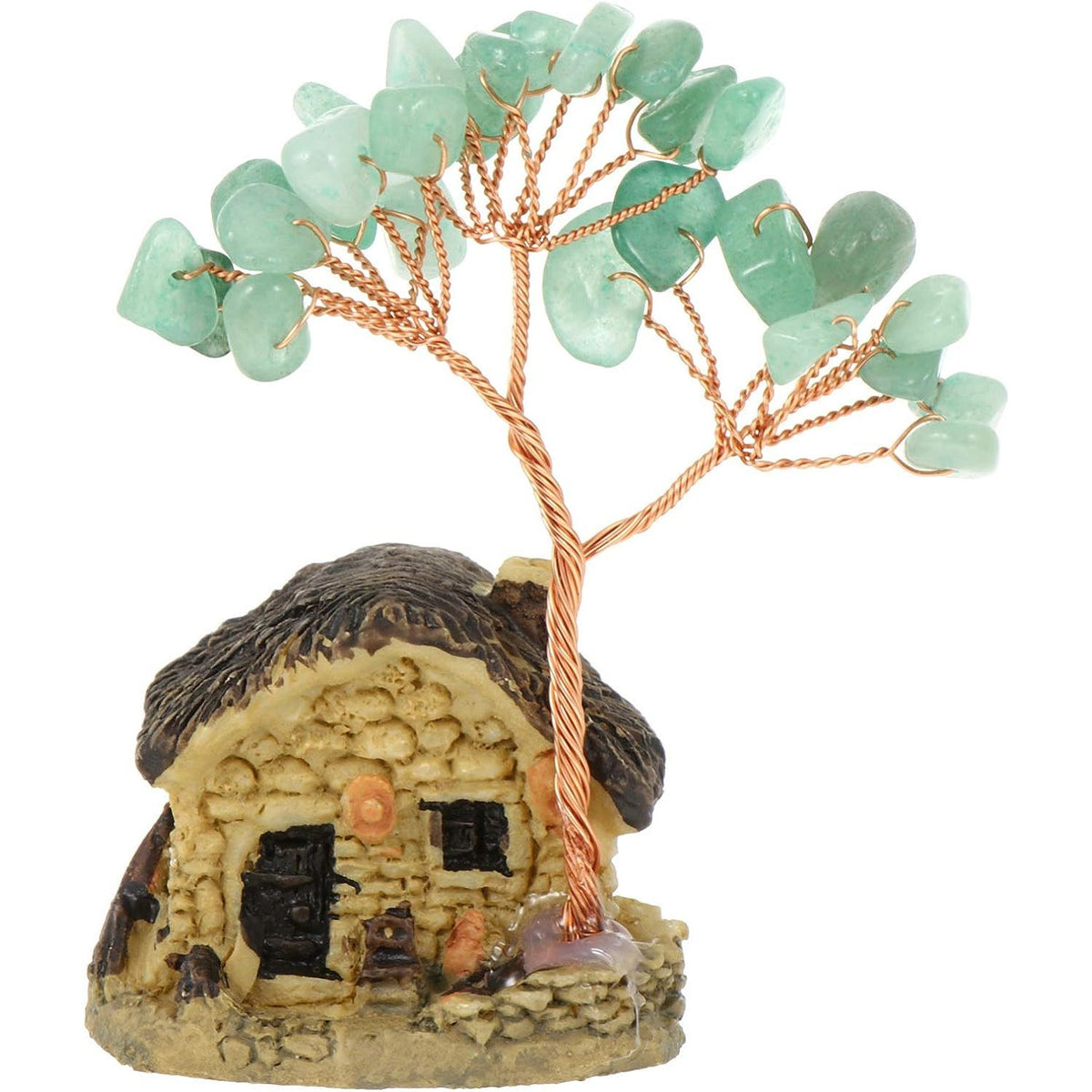Green Aventurine Feng Shui Crystal Green Crystal Money Tree with Miniature House