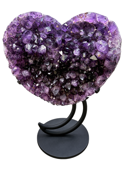 Brazilian amethyst heart with red hematite, front view