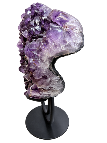 Brazilian amethyst heart on stand, right side view