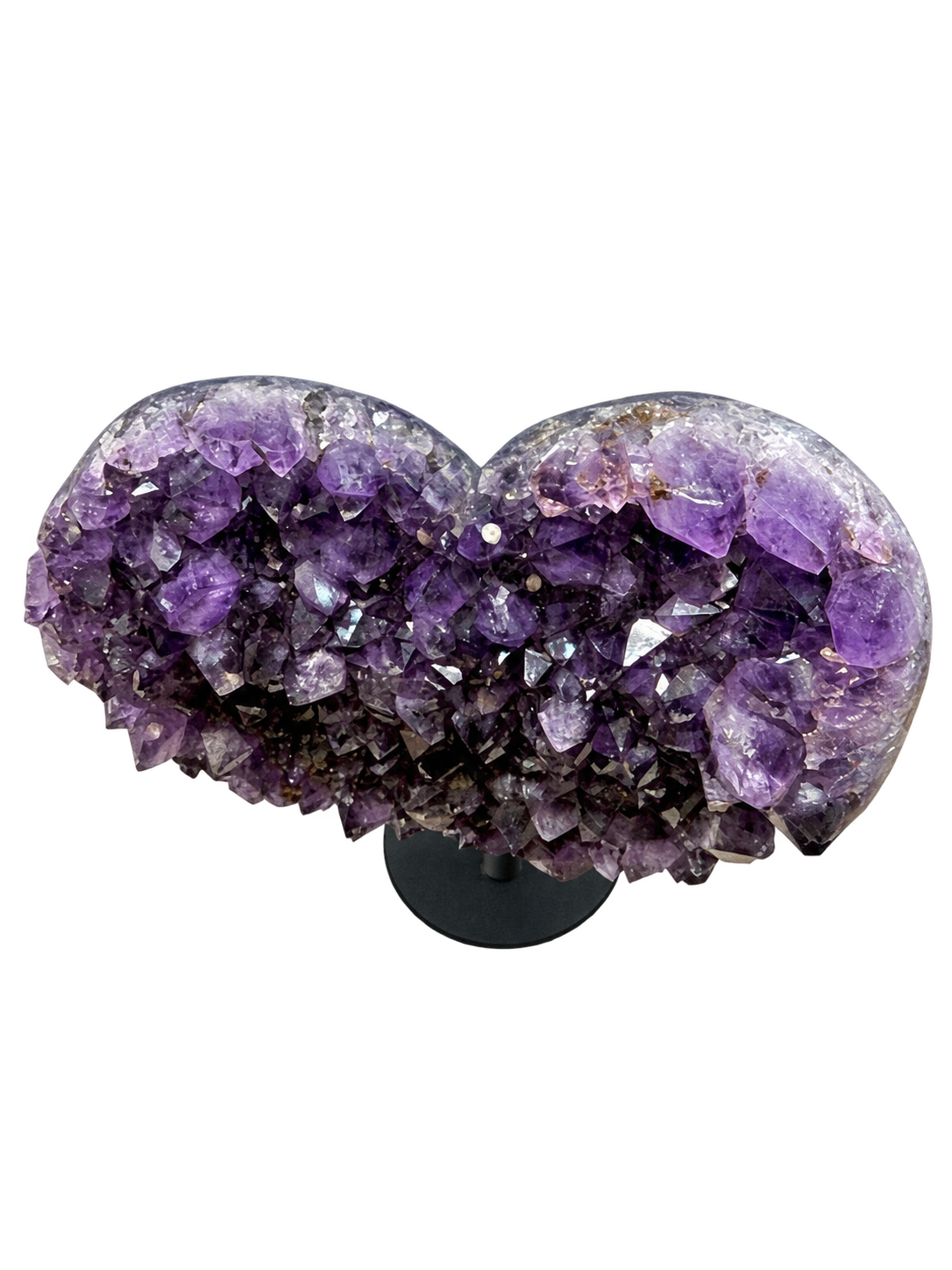 Brazilian amethyst heart crystal formation, top view