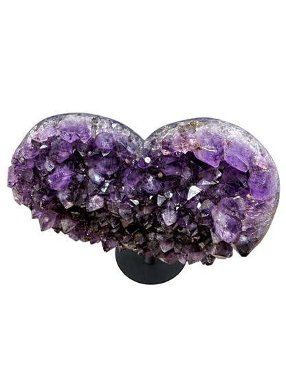 Brazilian amethyst heart crystal formation, top view