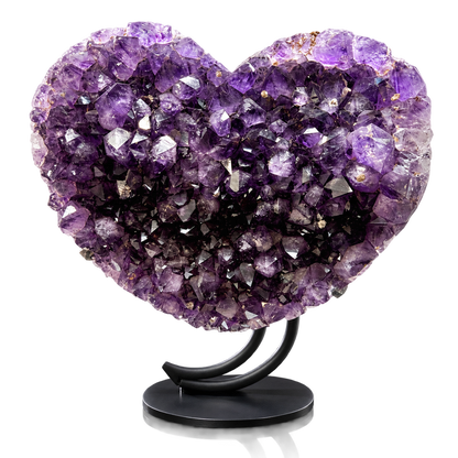 Natural Brazilian amethyst heart, front view
