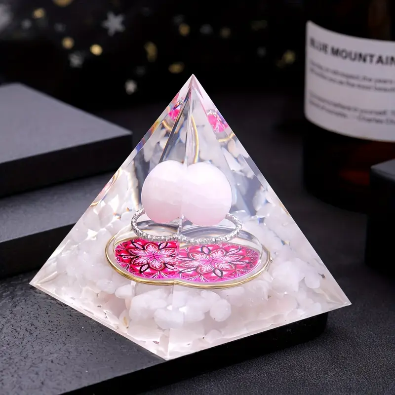 Handcrafted Rose Quartz Orgone Crystal Pyramid
