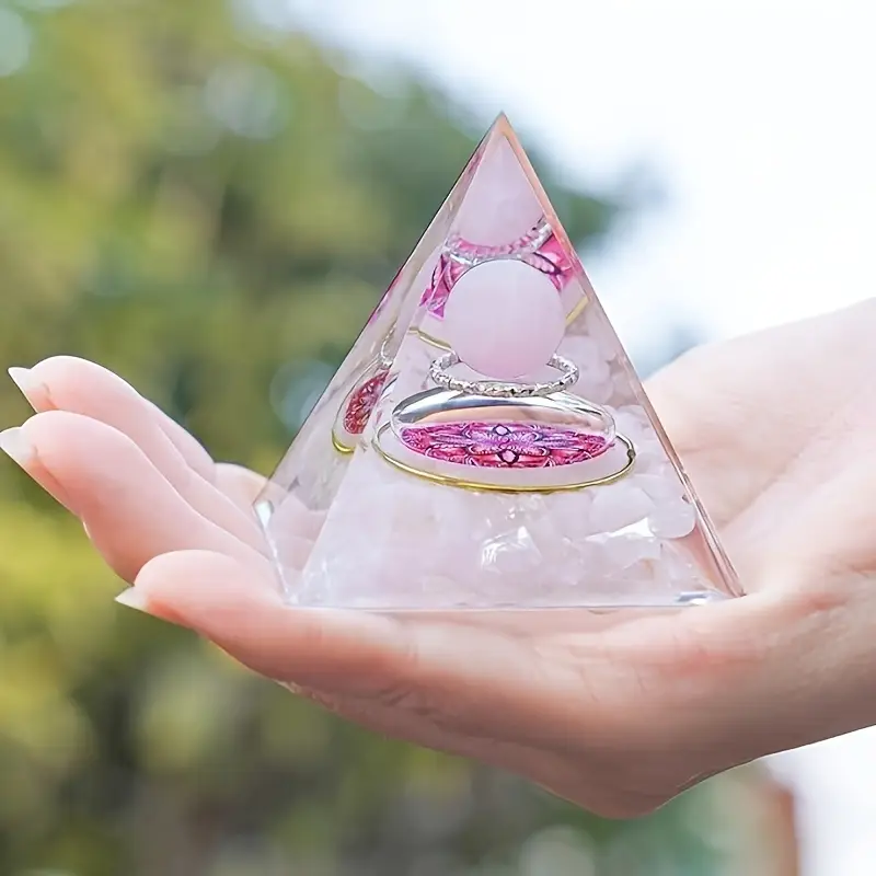 Handcrafted Rose Quartz Orgone Crystal Pyramid