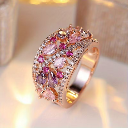14 K Rose Gold Plated Pink Sapphire Ring