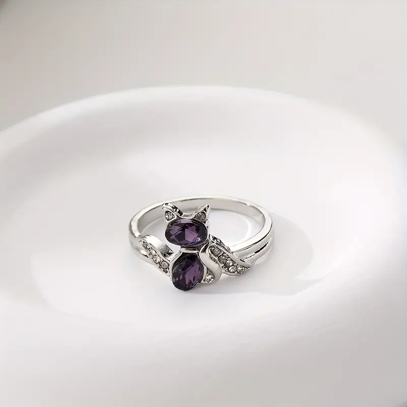 Fashion Elegant Luxury Amethyst Kitten Ring – Multiple Sizes