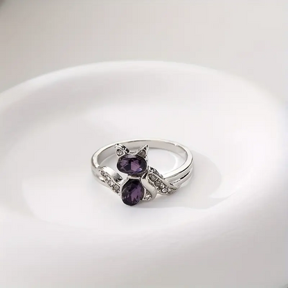 Fashion Elegant Luxury Amethyst Kitten Ring – Multiple Sizes