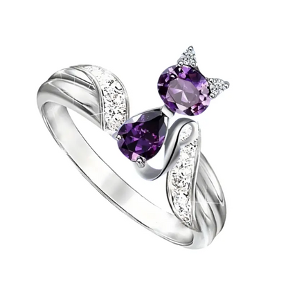 Fashion Elegant Luxury Amethyst Kitten Ring – Multiple Sizes