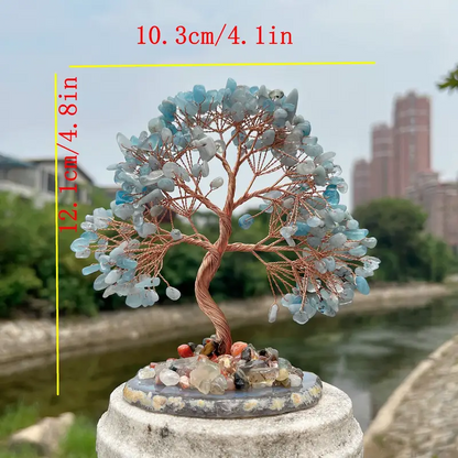 4.8 Inches Aquamarine Crystal Tree on Agate base