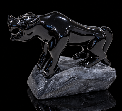 Solid Black Obsidian Panther Carving