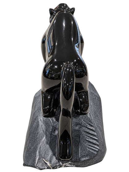 Solid Black Obsidian Panther Carving