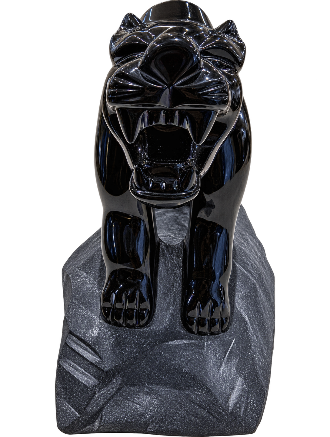 Solid Black Obsidian Panther Carving