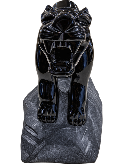 Solid Black Obsidian Panther Carving