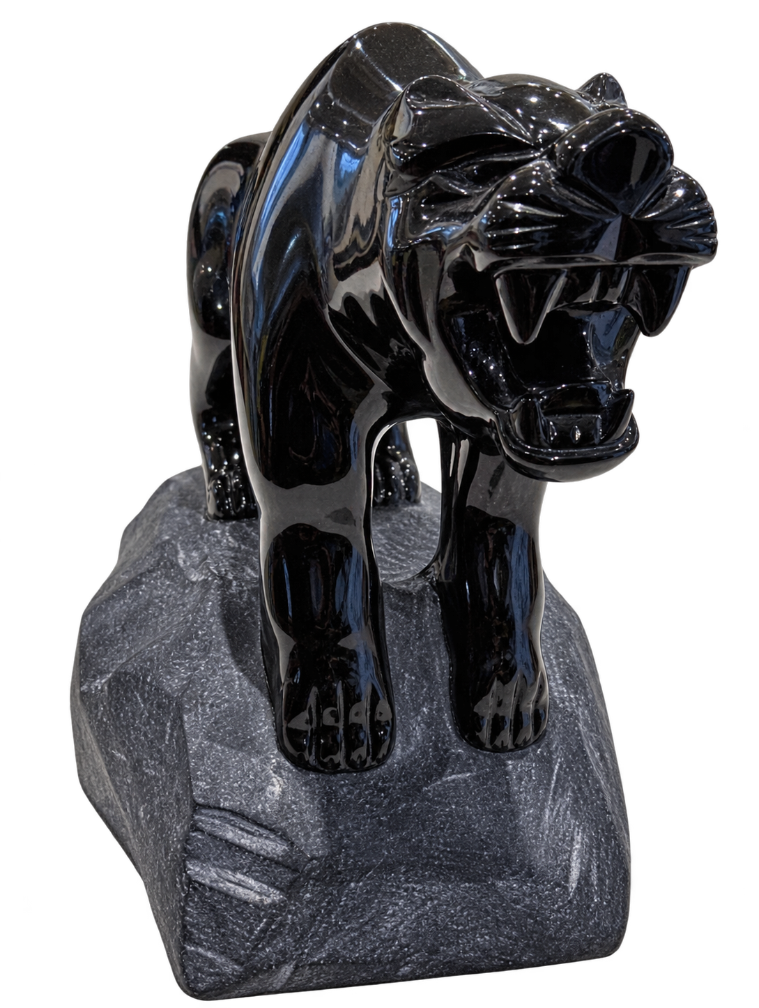 Solid Black Obsidian Panther Carving