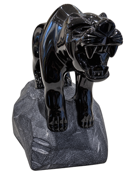 Solid Black Obsidian Panther Carving