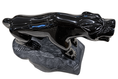 Solid Black Obsidian Panther Carving