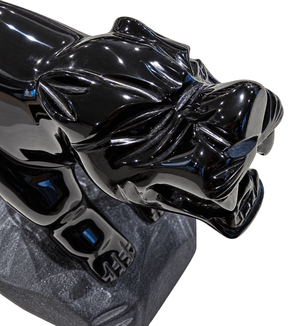 Solid Black Obsidian Panther Carving