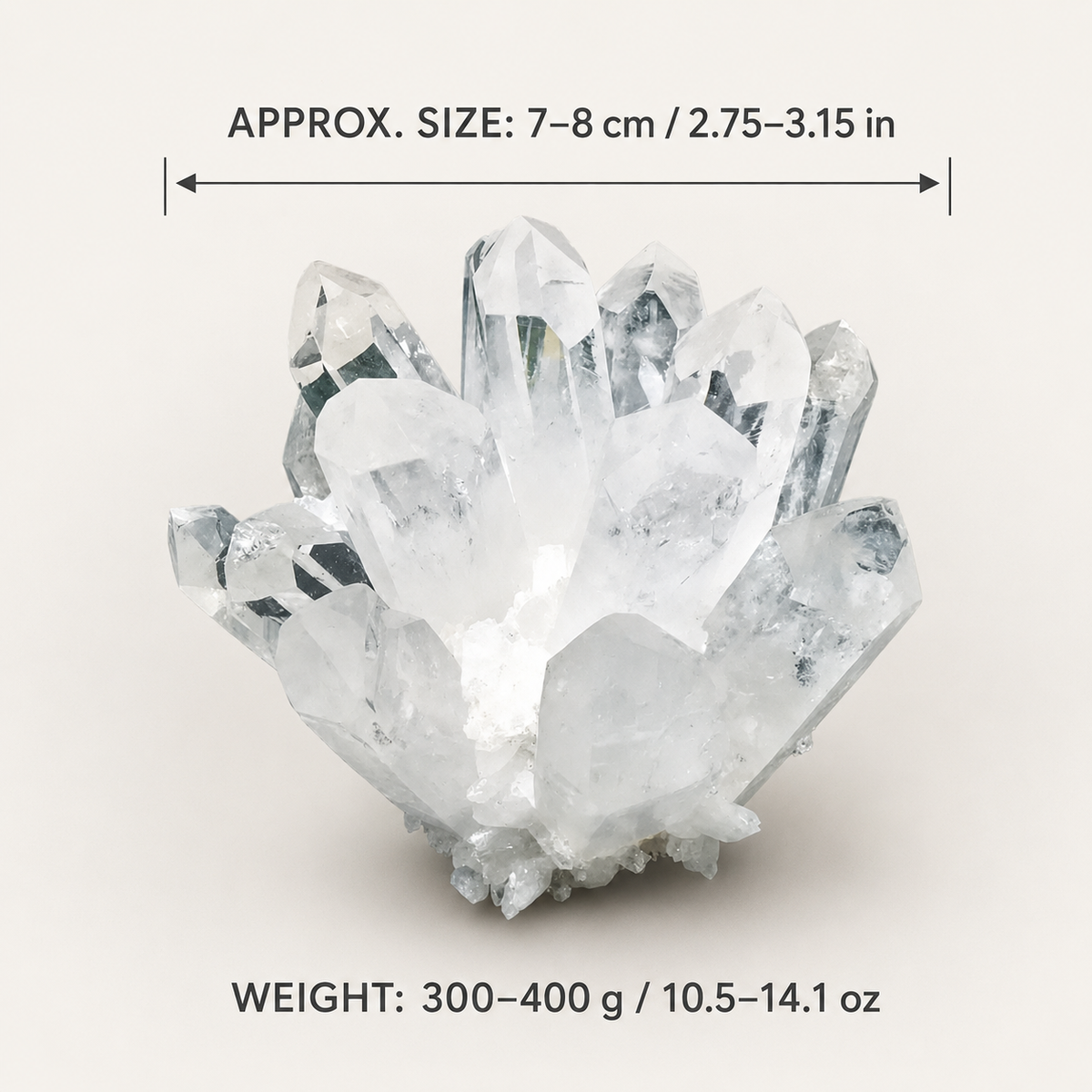 2.75 - 3.15 Inch Clear Quartz Phantom Cluster
