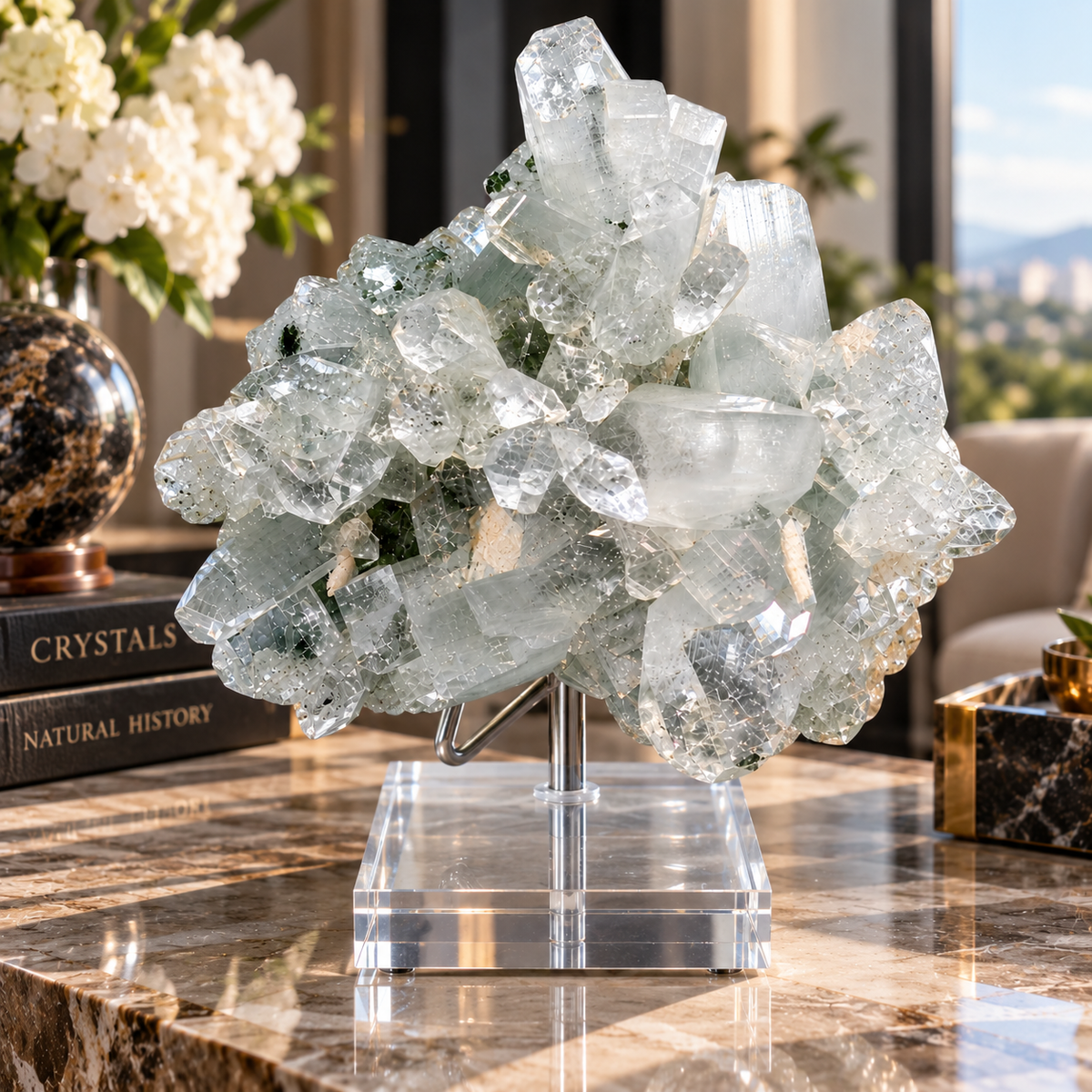 Diamond Apophyllite Crystal Cluster from India — Collector’s Mineral Specimen