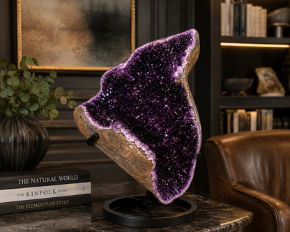 Collector’s Amethyst Freeform on Stand – Natural Uruguay Crystal Specimen