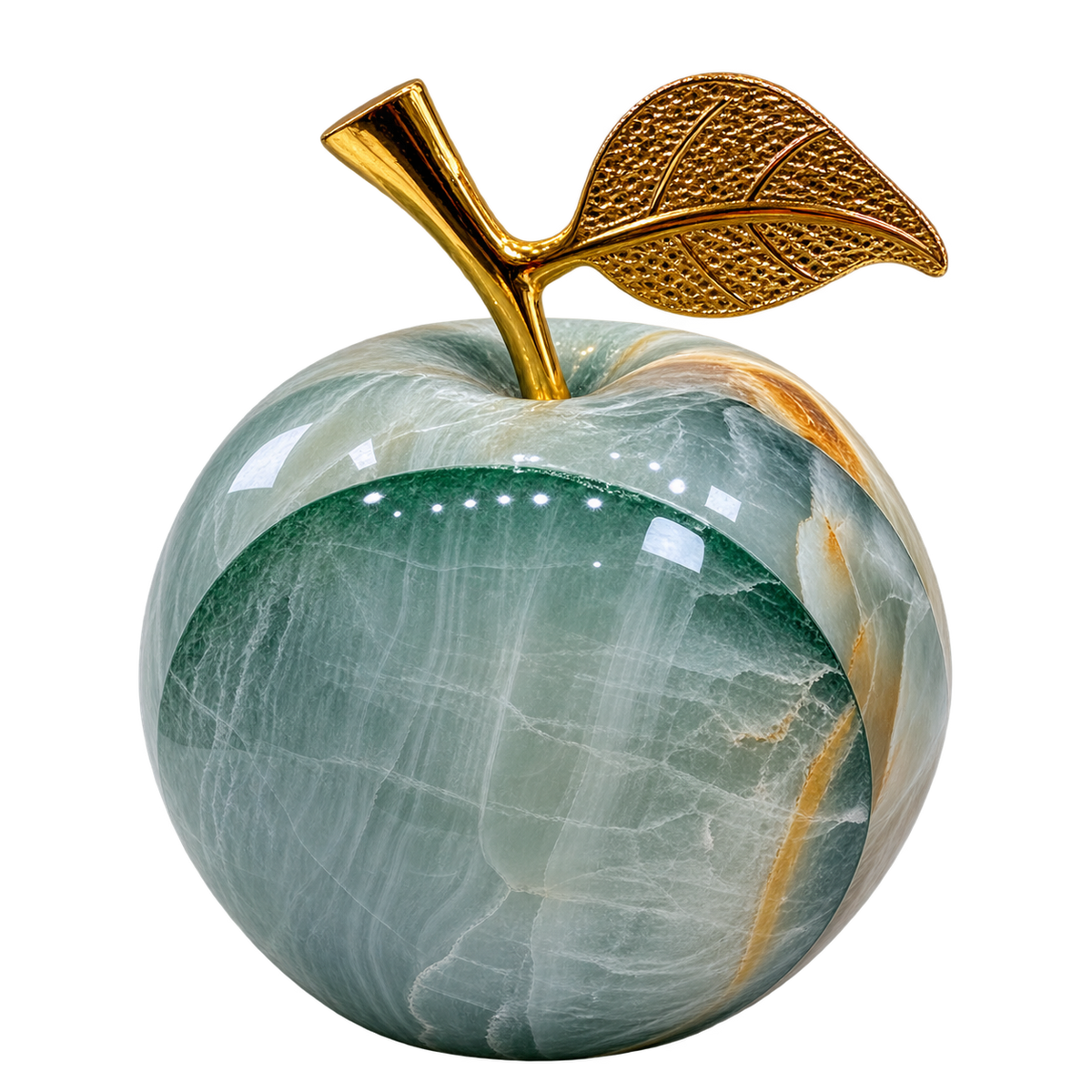Back view showing natural green onyx banding and veining
