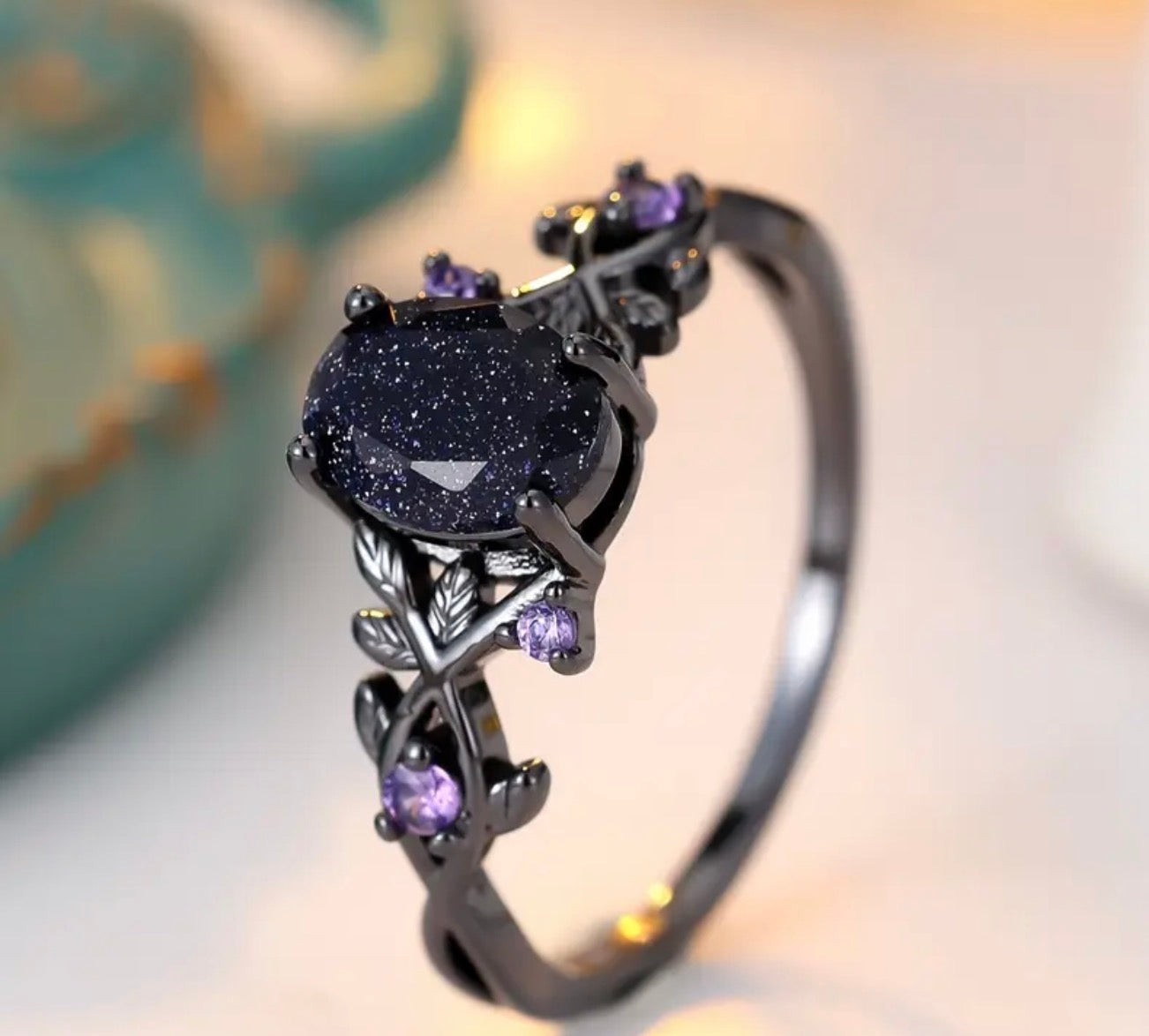 925 SS Blue Goldstone / Amethyst Ring