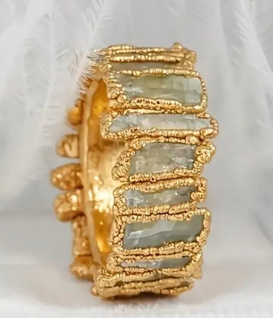 14 K Gold Plated Peridot Nugget Style Ring