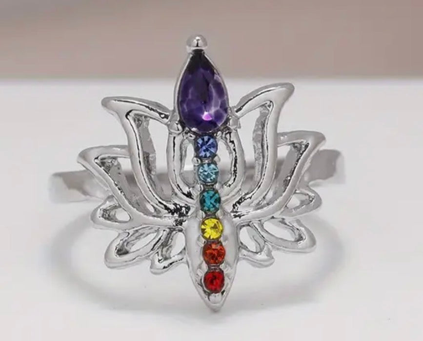 925 SS Chakra Dainty Lotus Ring