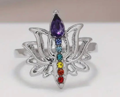 925 SS Chakra Dainty Lotus Ring