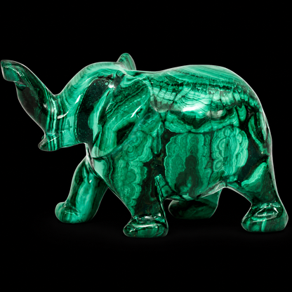 Hand-Carved Malachite Elephant Figurine – Natural Green Stone