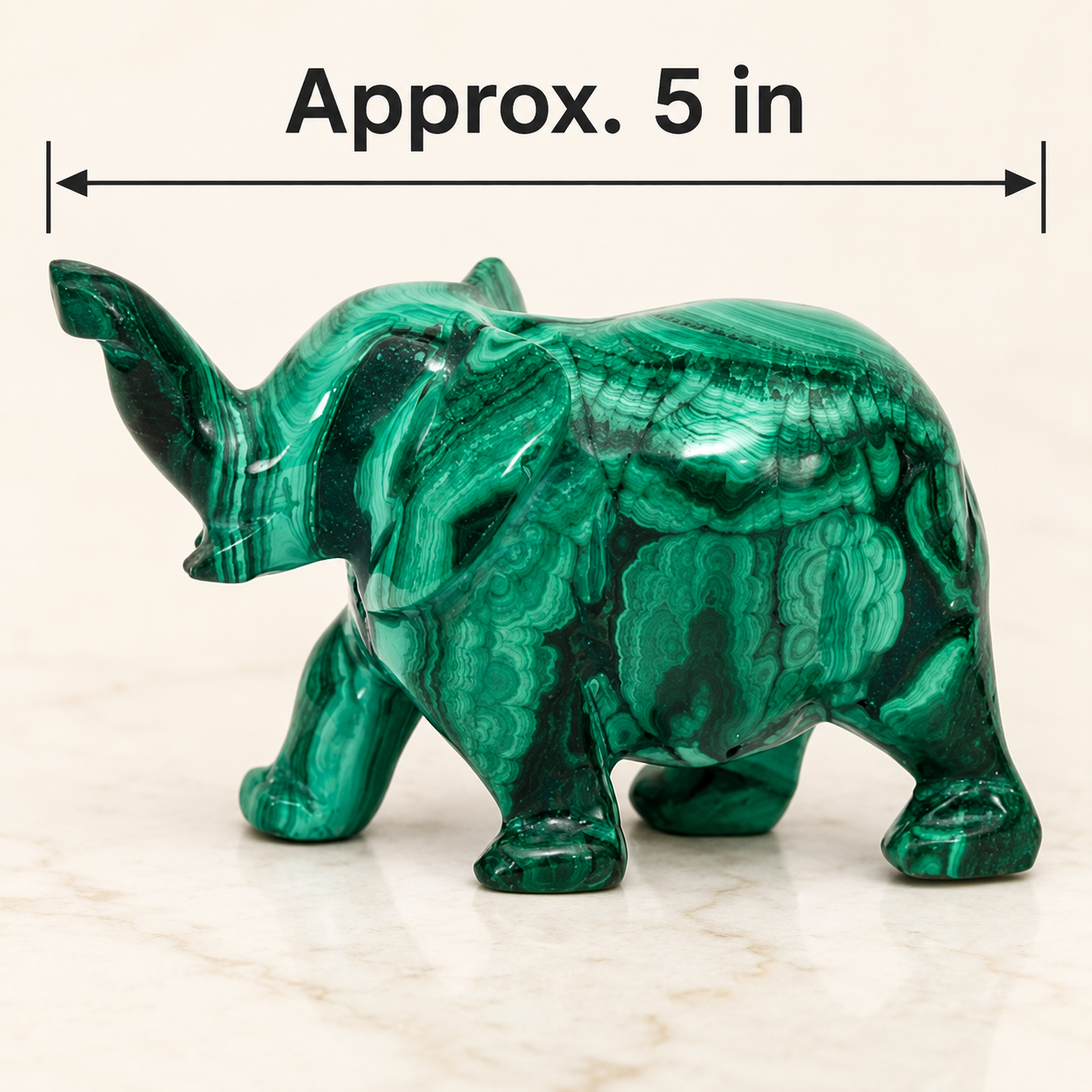 Hand-Carved Malachite Elephant Figurine – Natural Green Stone