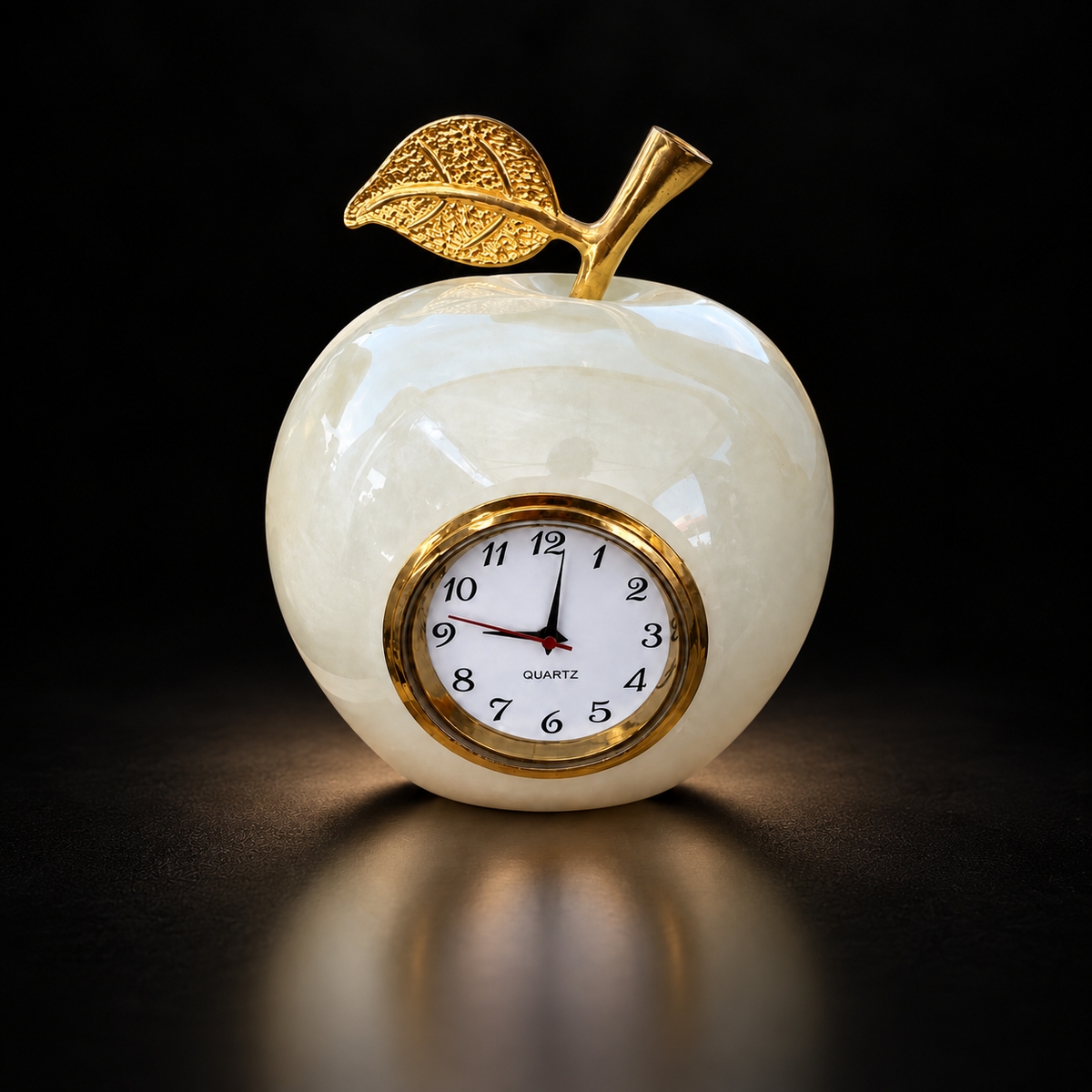 White Onyx Apple Clock