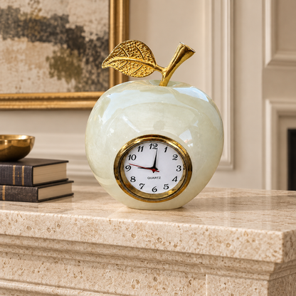 White Onyx Apple Clock