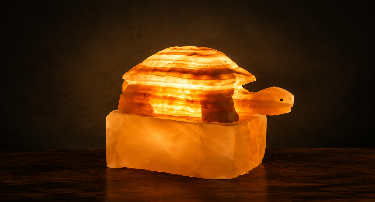White Onyx Turtle Lamp